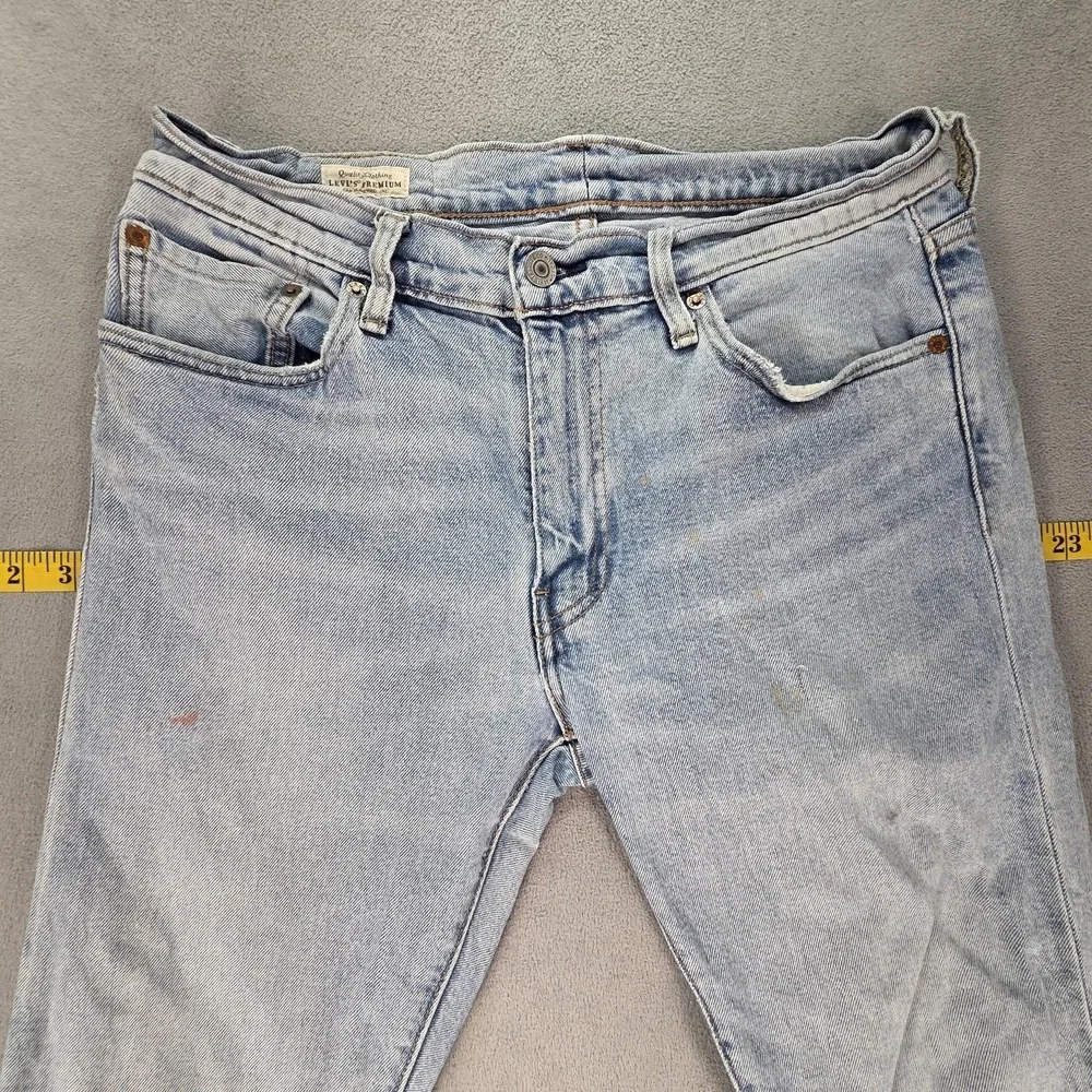 Levis 511 Jeans Mens Selvedge Blue Light Wash Slim Thrashed Whiskers‎ Fits 30x27